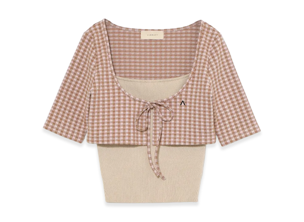 ANDMARY Ava Gingham Check Tops "Pink"