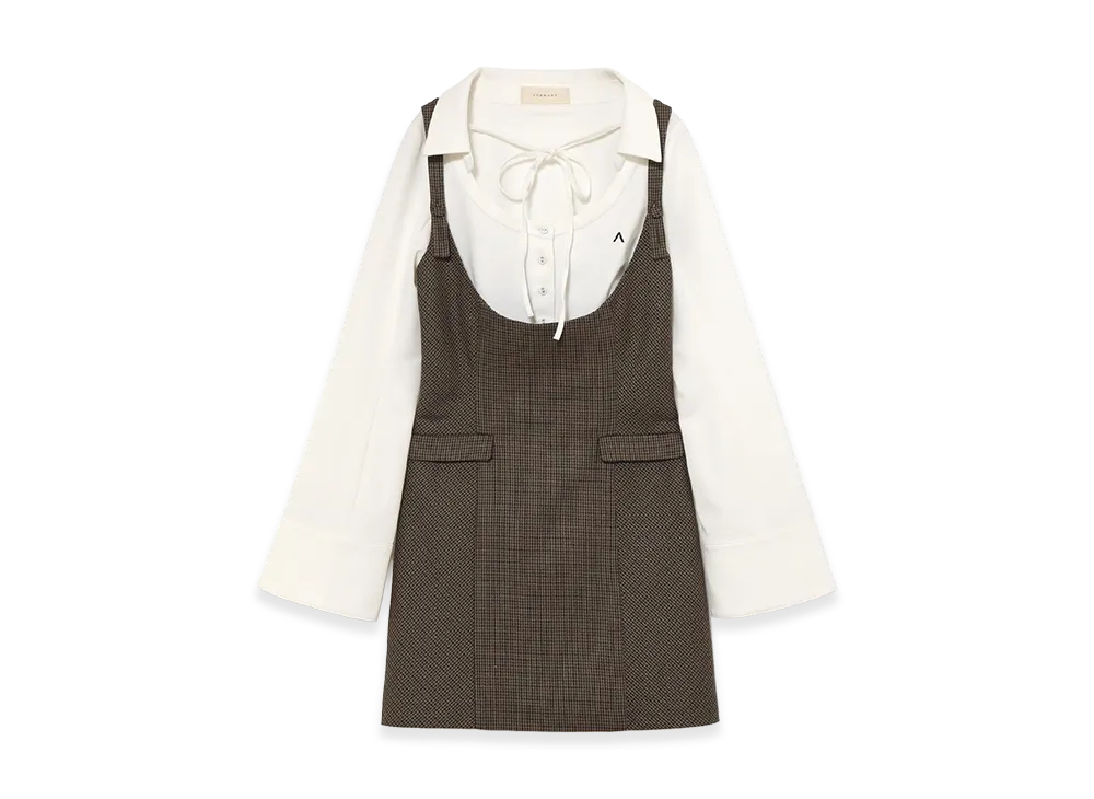 ANDMARY Rachell Check Layered Dress "Brown"