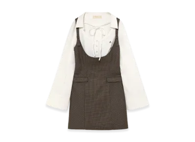 ANDMARY Rachell Check Layered Dress "Brown"