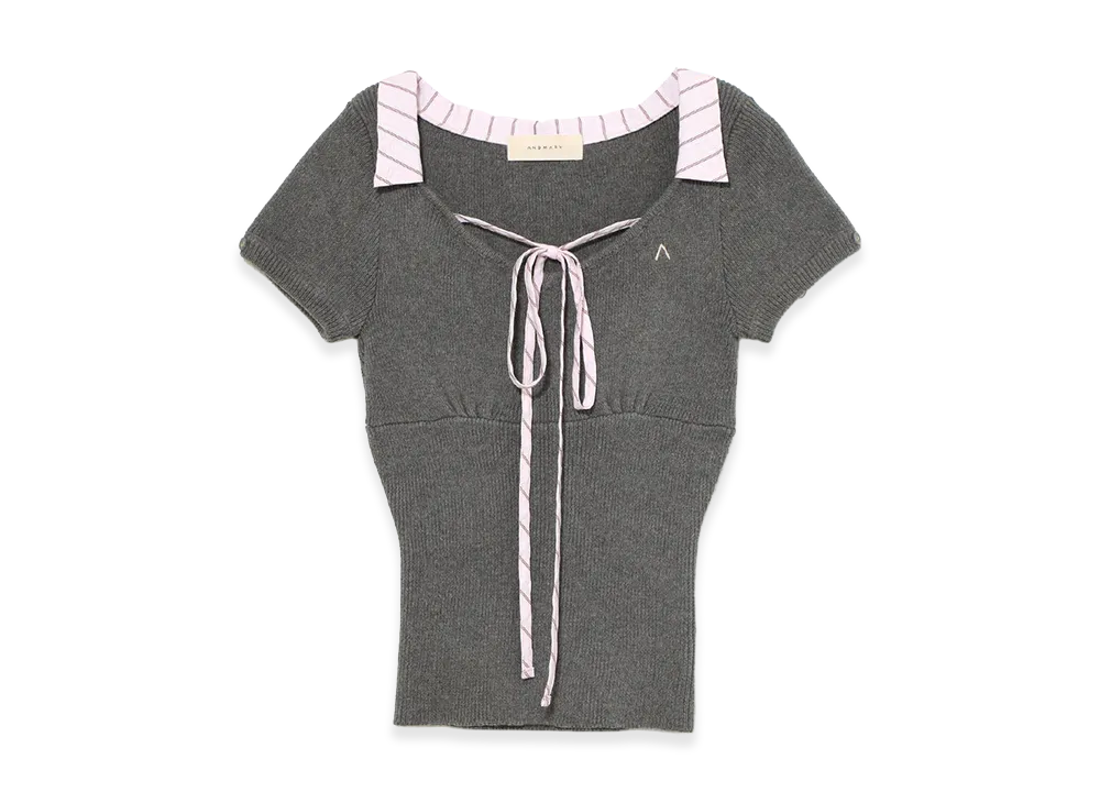 ANDMARY Suzy Ribbon Tops "Gray"