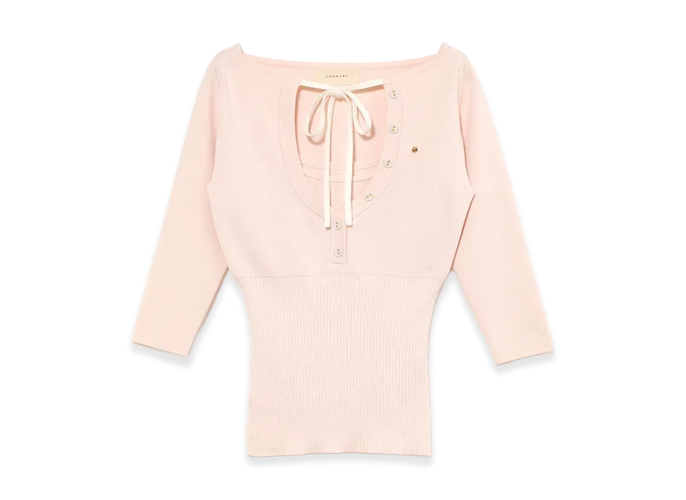 ANDMARY Hein Ribbon Knit Tops "Pink"