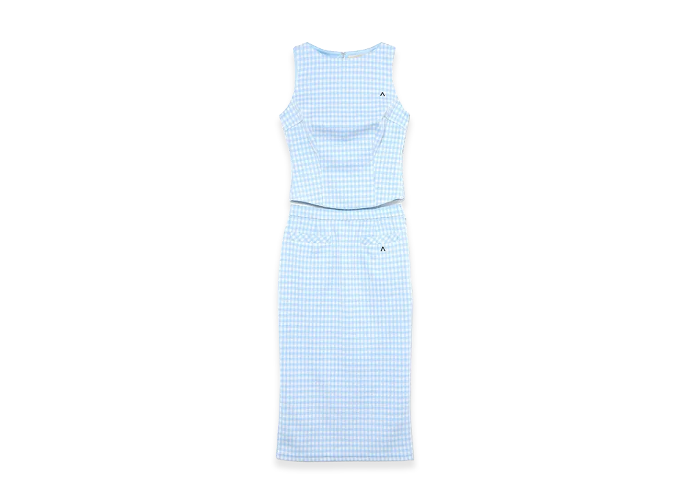 ANDMARY Ruru Gingham Set Up Long "Ice Blue"