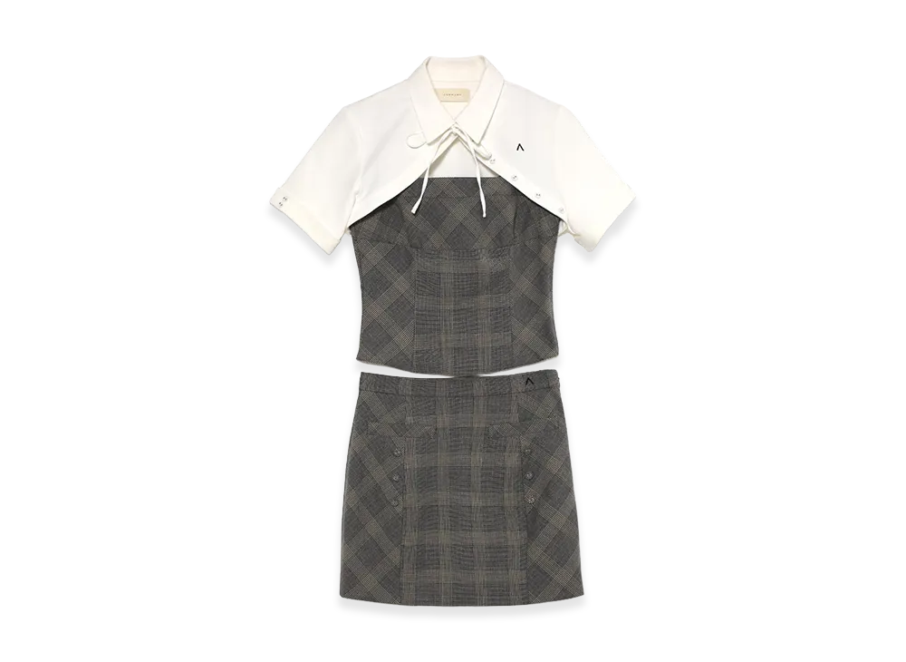 ANDMARY Women's Myla Check Blouse Set Up "Gray"