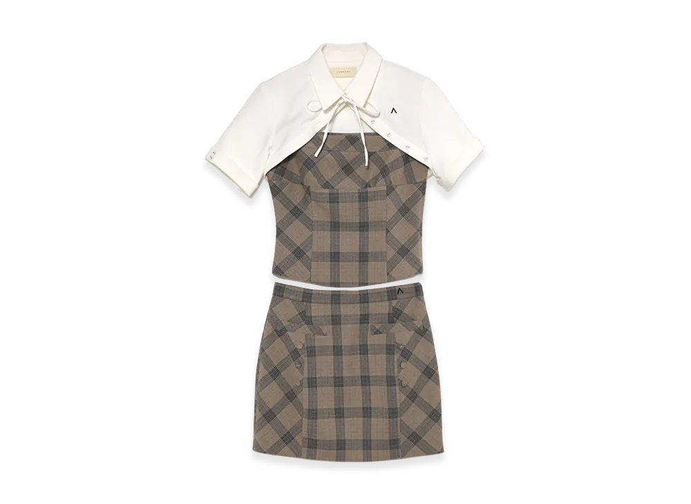 ANDMARY Women's Myla Check Blouse Set Up "Beige"
