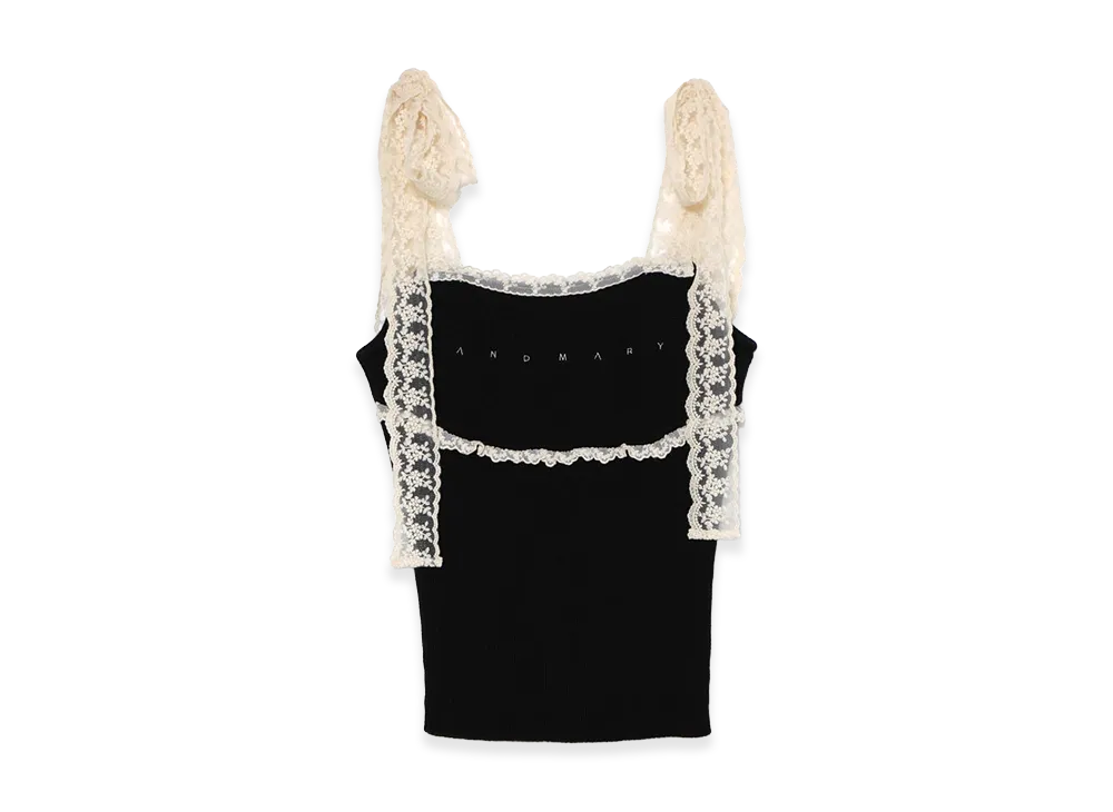 ANDMARY Women's Lil Lace Knit Tops "Black"