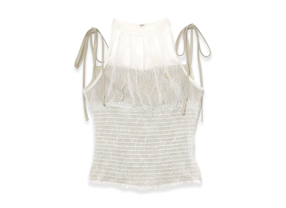 ANDMARY Women's Paula Lacey Chiffon Tops "Beige"