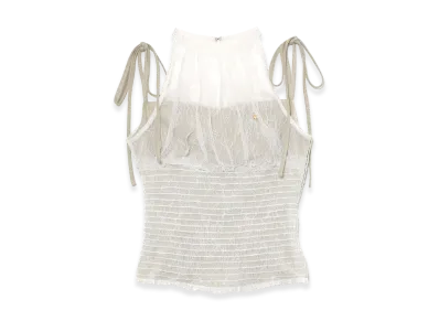 ANDMARY Women's Paula Lacey Chiffon Tops "Beige"