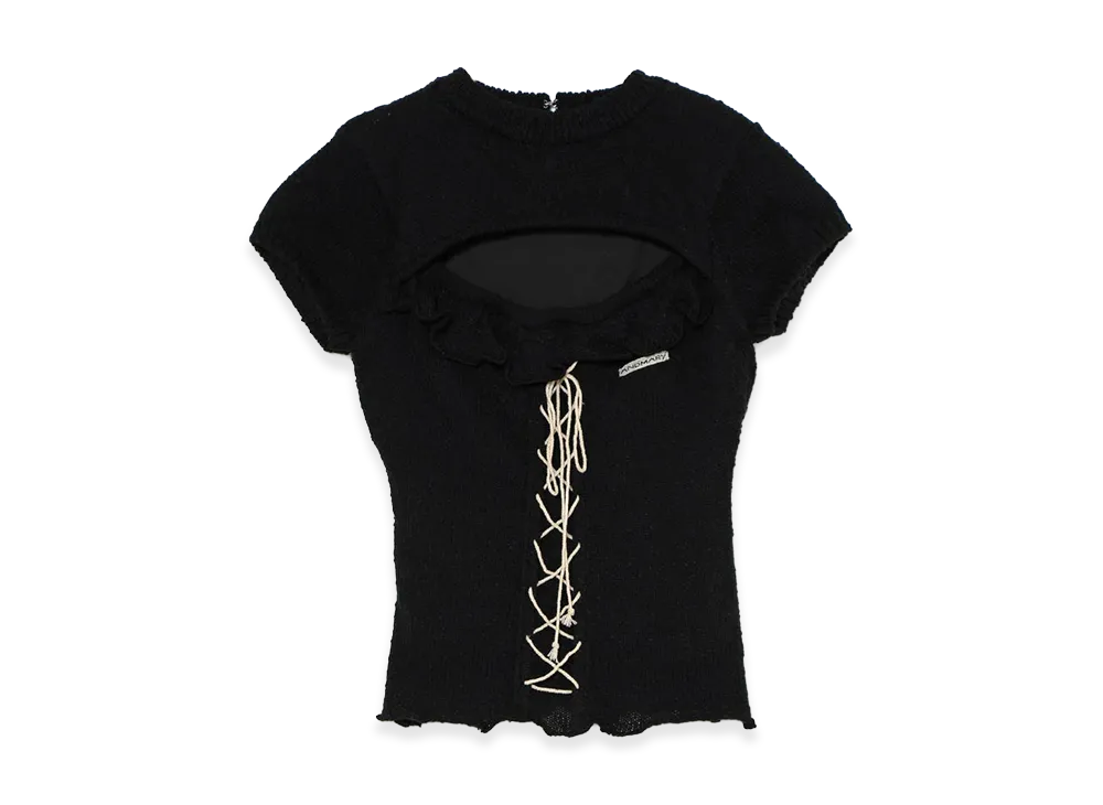 ANDMARY Women's AFleur Frill Knit Tops "Black"