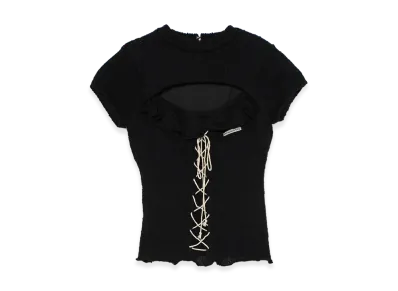 ANDMARY Women's AFleur Frill Knit Tops "Black"