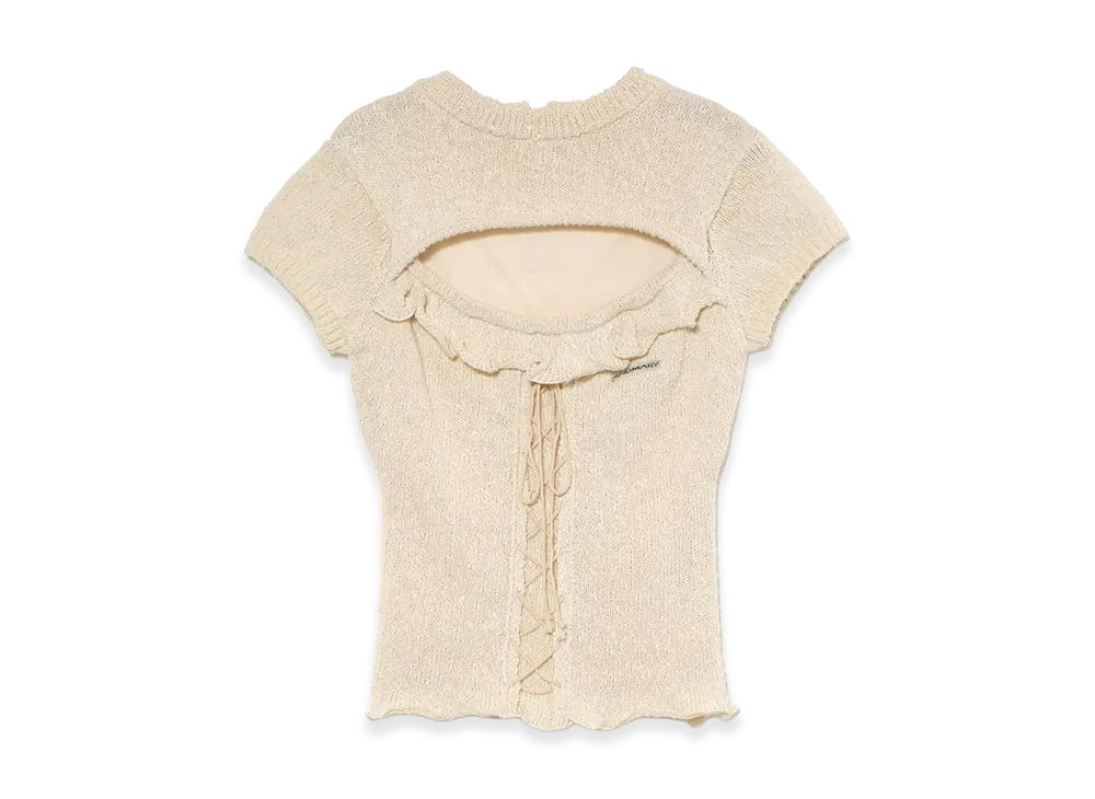 ANDMARY Women's AFleur Frill Knit Tops "Ivory"