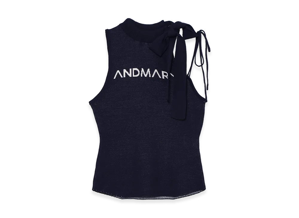 ANDMARY ネイビー タンクトップ 新品未使用】andmary Mary logo ribbon tank navy アンドマリー