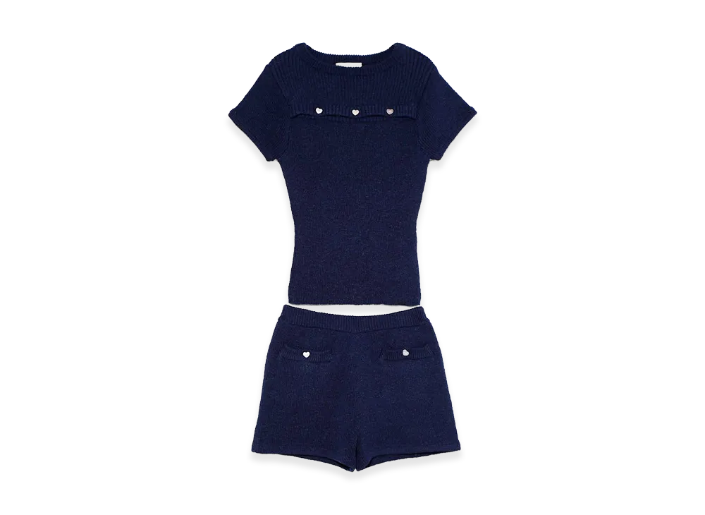 ANDMARY Women's Heart Button Mini Set Up "Navy"