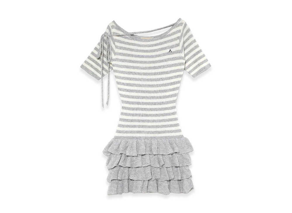 ANDMARY Women's Rachel Knit Frill Mini Dress "Gray"