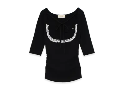 ANDMARY Women's Helen Lacey Tops "Black"