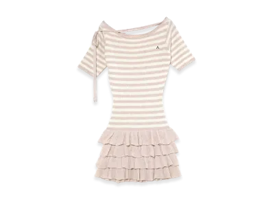 ANDMARY Women's Rachel Knit Frill Mini Dress "Beige"