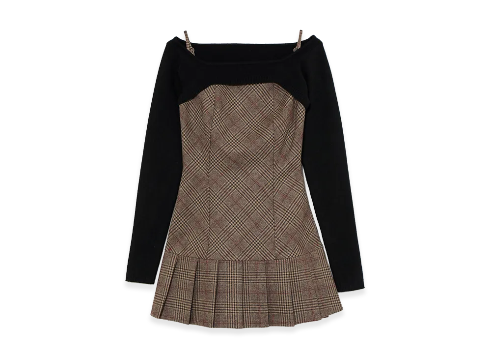 ANDMARY Women's Selena Check Mini Dress "Brown"