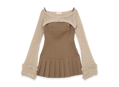 ANDMARY Women's Grenda Pleats Set Mini Dress "Brown"