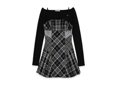 ANDMARY Women's Nadia Check Pleats Mini Dress "Black"