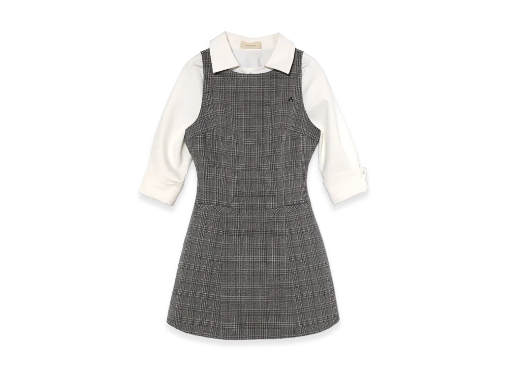 ANDMARY Women's Evie Check Blouse Mini Dress "Gray"