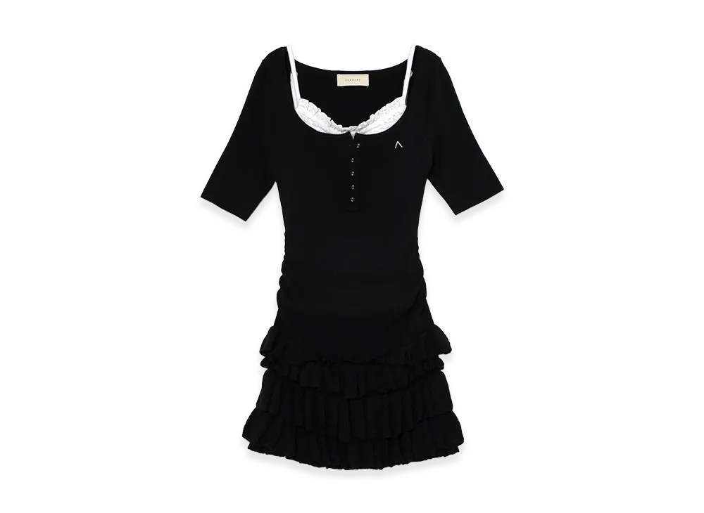 ANDMARY Women's Cyndi Frill Knit Mini Dress "Black"