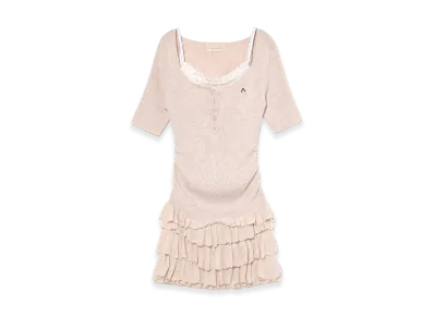 ANDMARY Women's Cyndi Frill Knit Mini Dress "Beige"