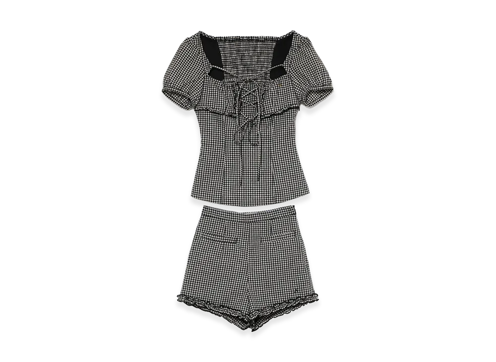 ANDMARY Women's Dorothy Gingham Check Set Up "Black"