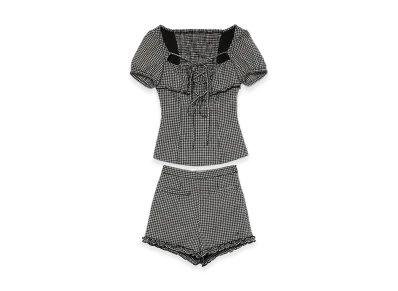 ANDMARY Women's Dorothy Gingham Check Set Up "Black"