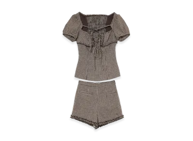 ANDMARY Women's Dorothy Gingham Check Set Up "Brown"