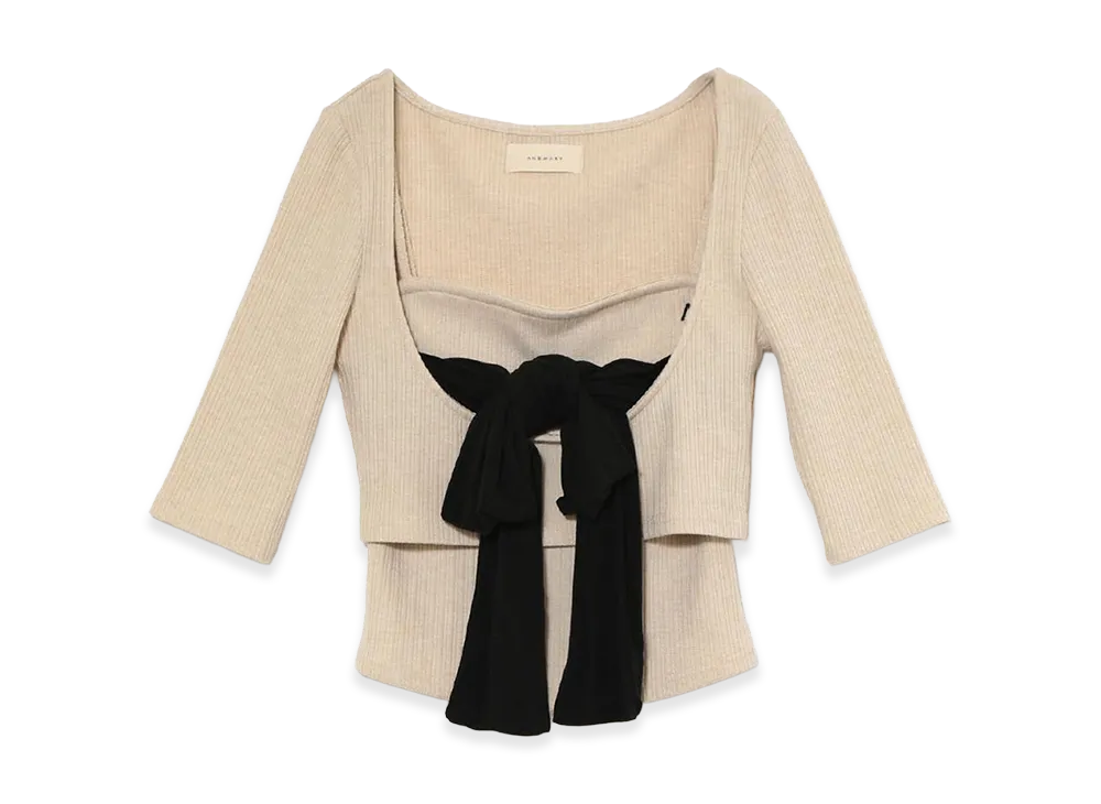 ANDMARY Women's Stella Ribbon Tops "Beige"