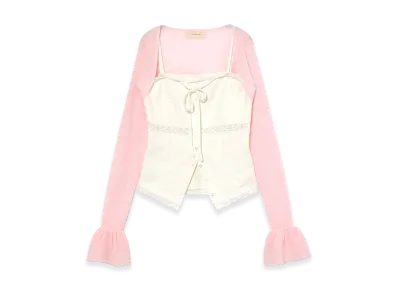 ANDMARY Women's Kiki Lace Cardigan Set Tops "White"