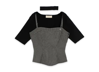 ANDMARY Women's Nancy Check Set Tops "Black"