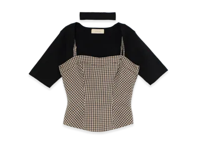 ANDMARY Women's Nancy Check Set Tops "Beige"