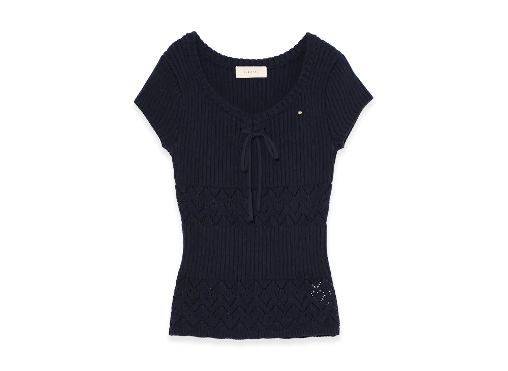 ANDMARY Women's Heart Crochet Knit Tops "Navy"