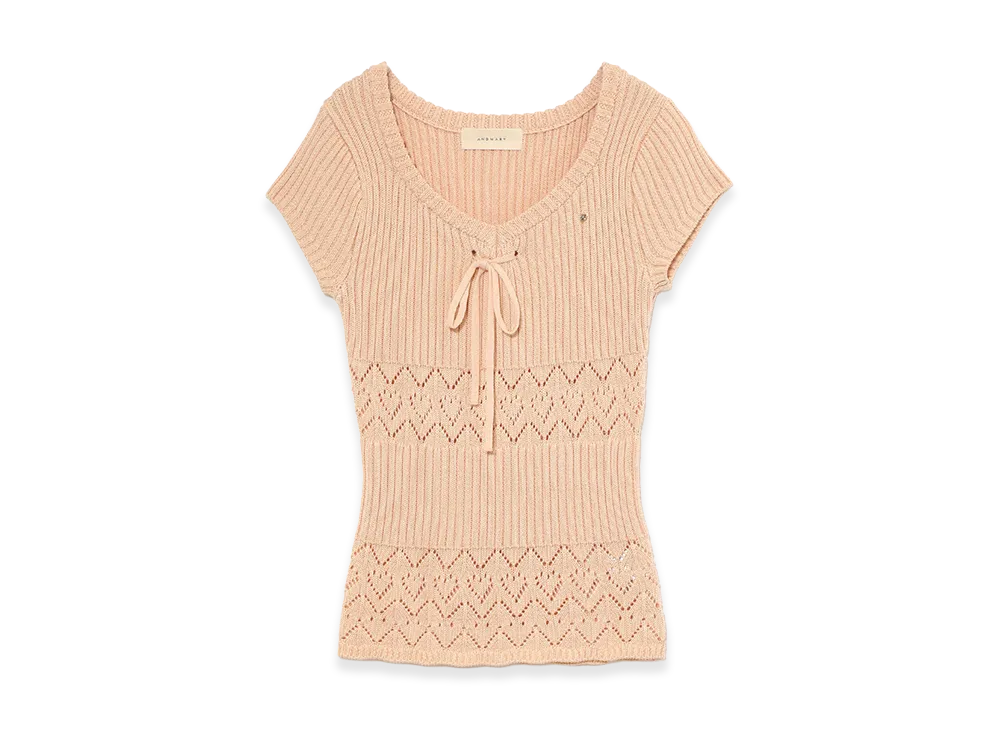 ANDMARY Women's Heart Crochet Knit Tops "Pink"
