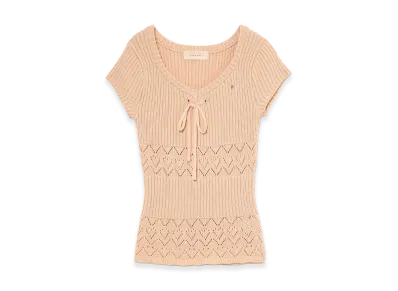 ANDMARY Women's Heart Crochet Knit Tops "Pink"