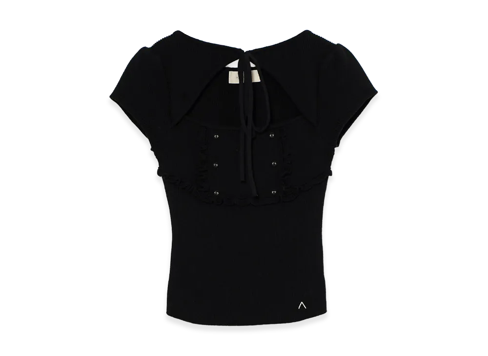 ANDMARY Women's Bell Frill Knit Tops "Black"