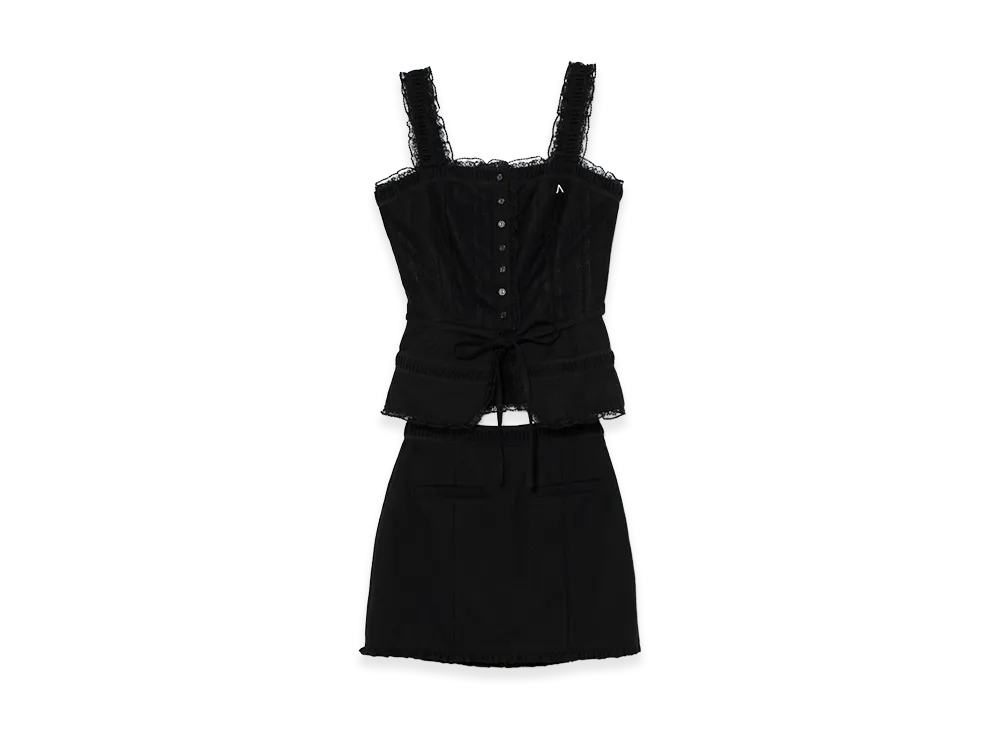 ANDMARY Women's Katie Lace Frill Set Up "Black"