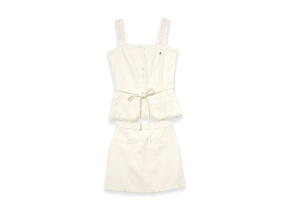 ANDMARY Women's Katie Lace Frill Set Up "White"