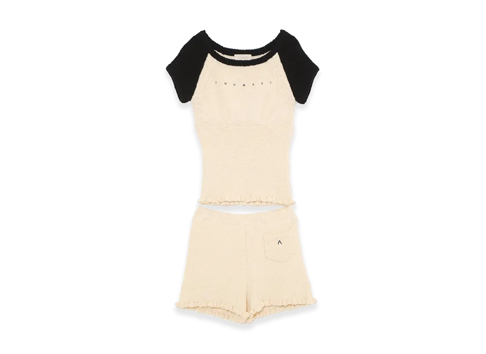 ANDMARY Women's Lala Frill Knit Set Up "Black"