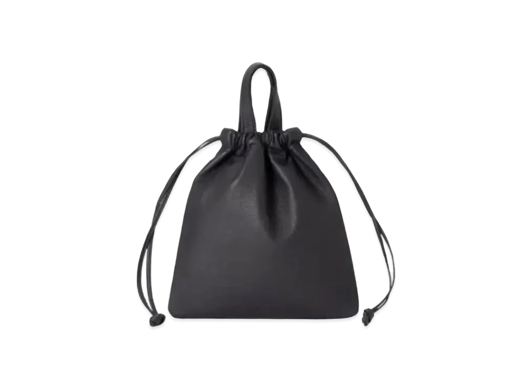 Aeta Double Faced Drawstring Pouch + Handle S "Black"