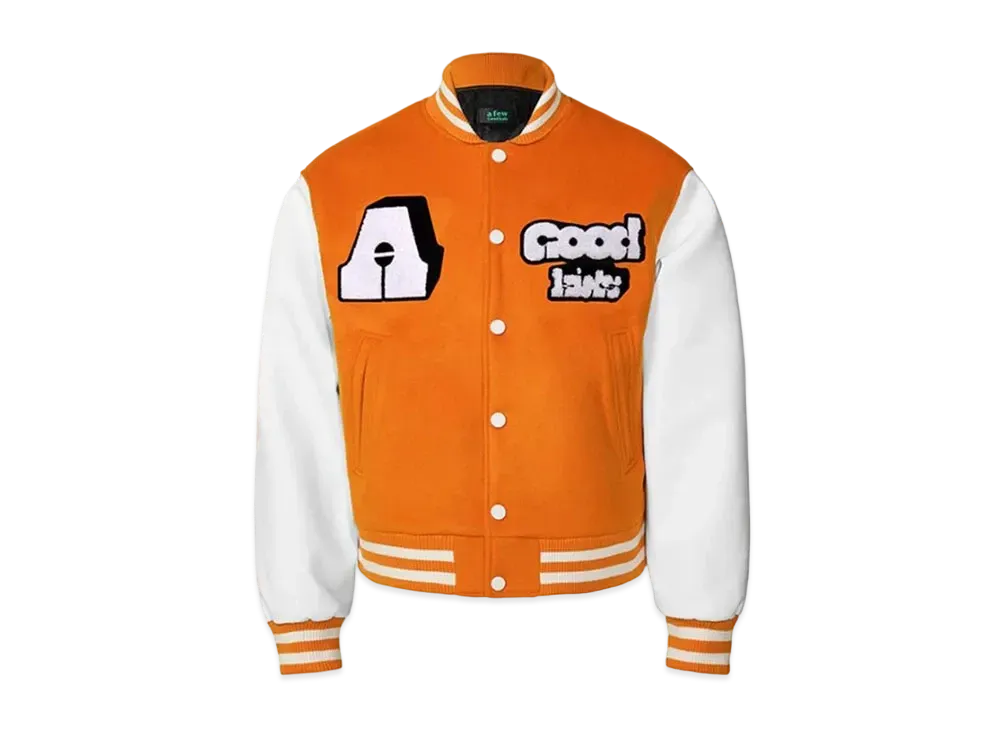A FEW GOOD KIDS Block Logo Stadium Jacket "Orange"