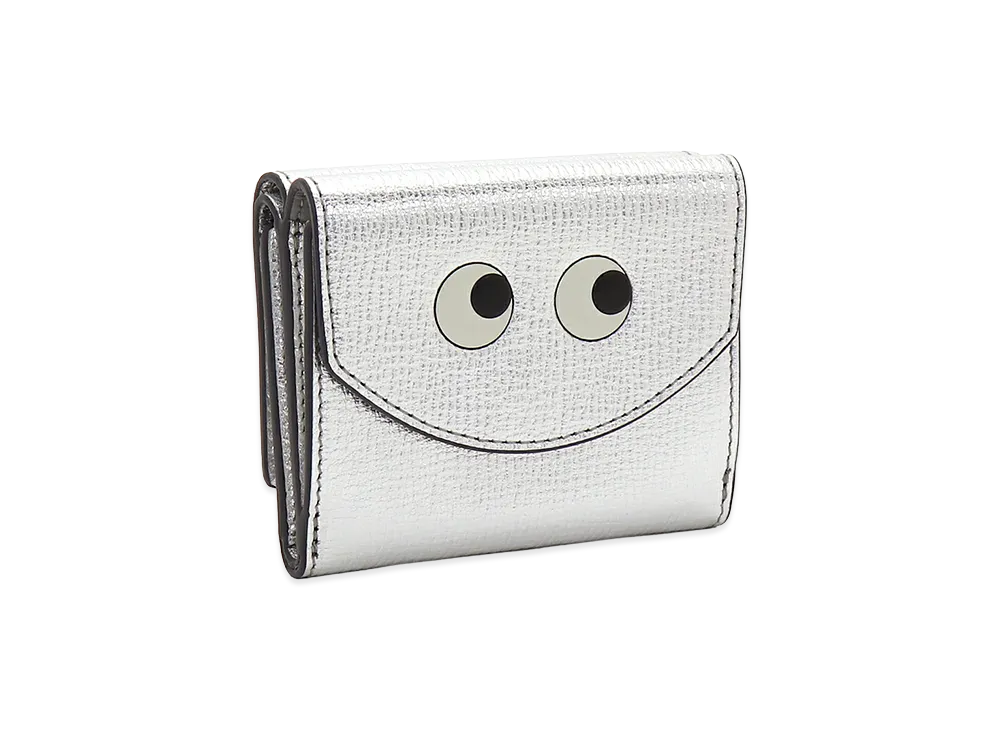 ANYA HINDMARCH Women's Eyes Mini Tri-Fold Wallet "Silver"