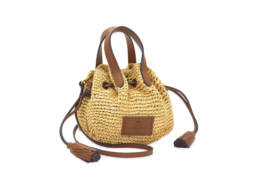 ANYA HINDMARCH Women's Small Drawstring Tote Handbag (with shoulder strap) "Natural"