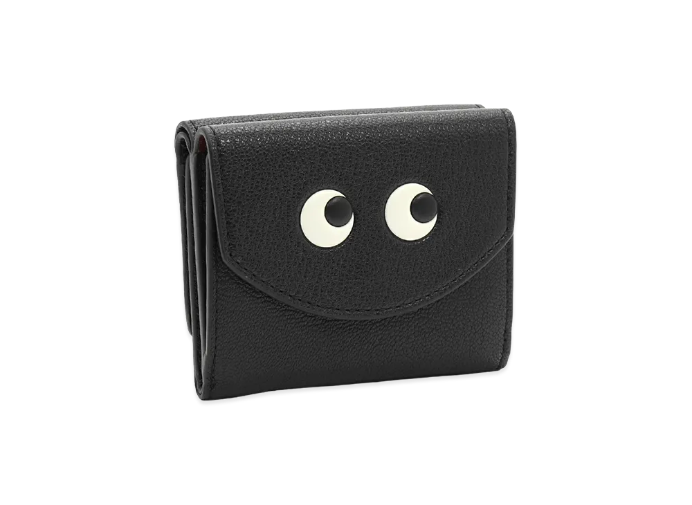 ANYA HINDMARCH Women's Eyes Mini Trifold Wallet "Capra in Black"