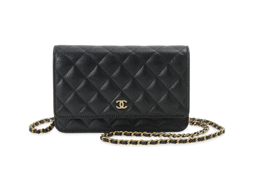 CHANEL Classic Chain Wallet Caviar Skin "Black/Gold"