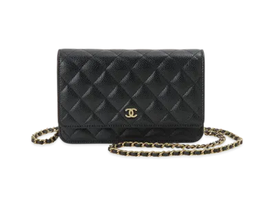 CHANEL Classic Chain Wallet Caviar Skin "Black/Gold"