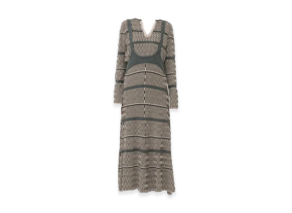 AKANE UTSUNOMIYA Women's Color Block Knit Dress "Pink"