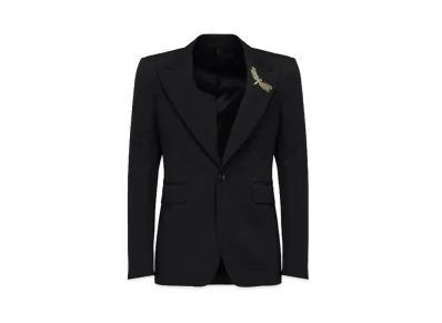 Alexander McQUEEN Dragonfly Applique Single Breast Jacket "Black"