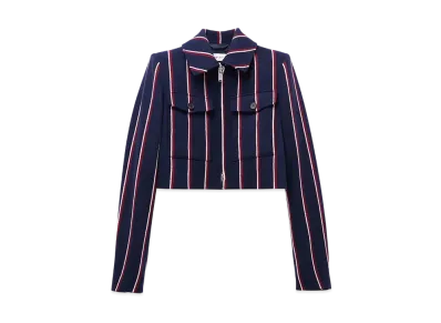Alexander McQUEEN College Stripe Cropped Jacket "Navy/Burgundy"