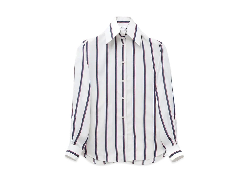 Alexander McQUEEN College Stripe Shirt "Ivory/Navy/Burgundy"